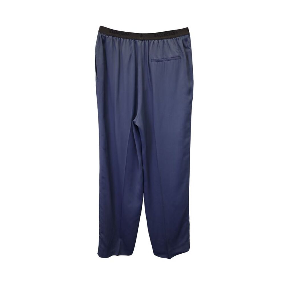 Balenciaga Elastic Trousers in Navy Blue Viscose